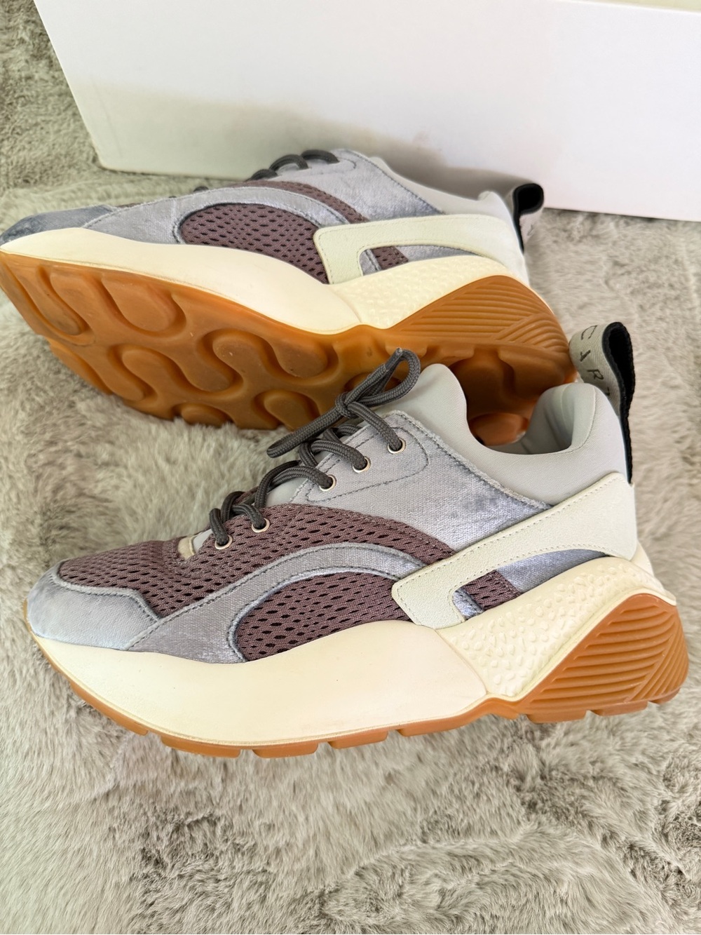 Stella McCartney Eclipse Blue Gray Brown Chunky Sneakers- box/dust bag inc.